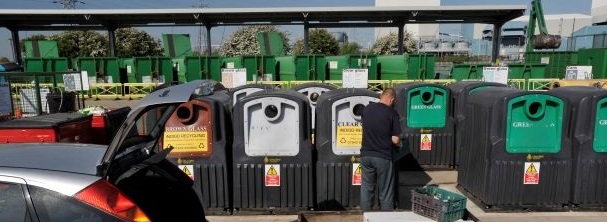 Man at recycling centre