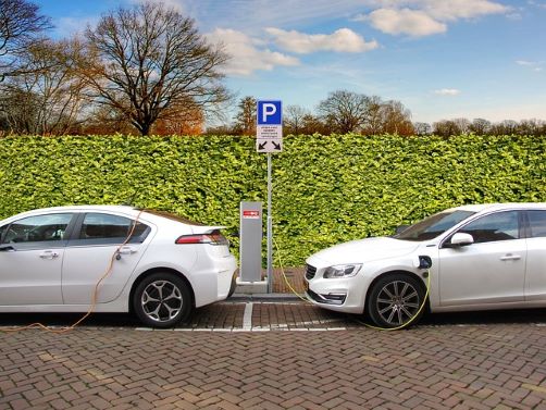 Two Electric Cars being charged